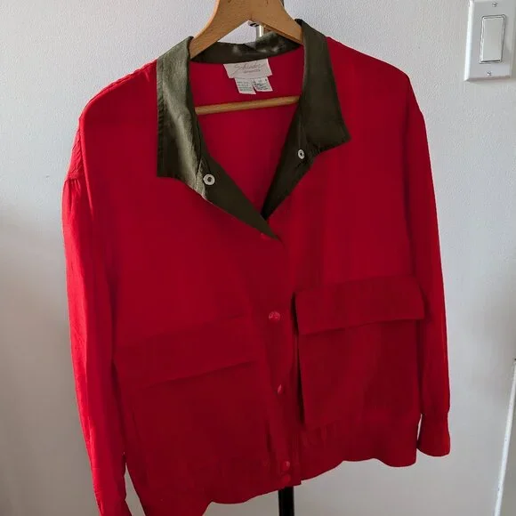 Red Schrader Separates Silk Jacket - Picture 2 of 6